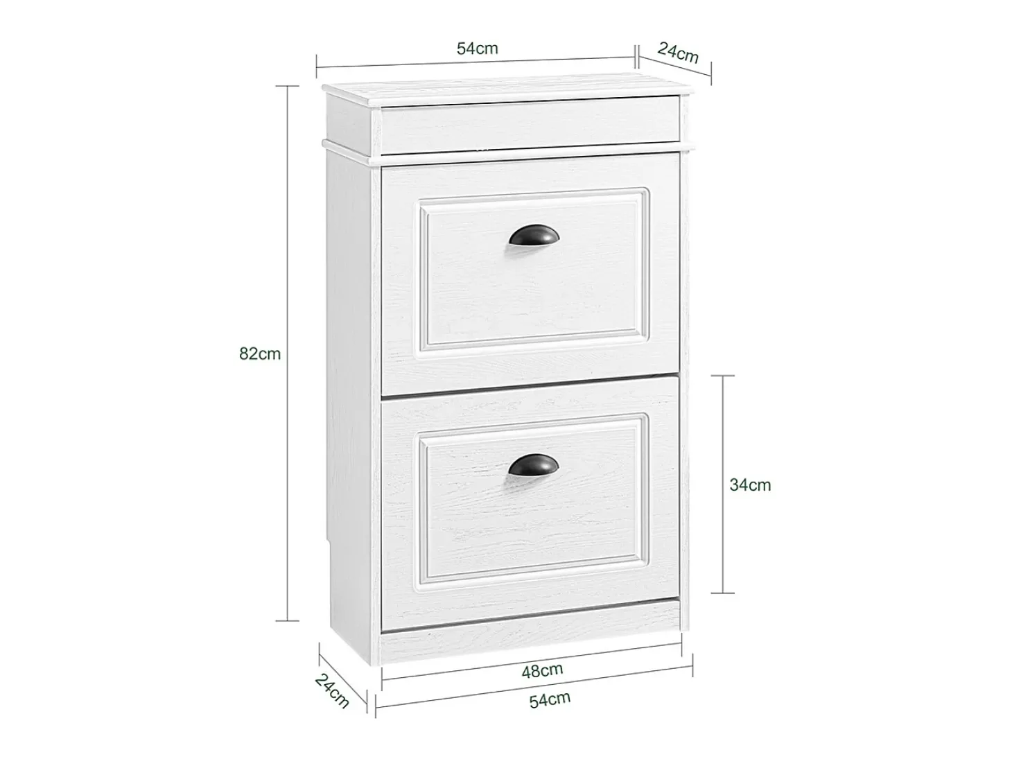 SoBuy Sapateira Fina Economizadora de Espaço com 2 Portas Dobráveis para Entrada Corredor ou Quarto Efeito Madeira Envelhecida Branca 54x24x82cm