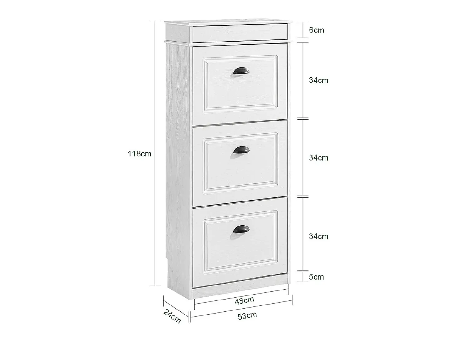 SoBuy Sapateira Fina Economizadora de Espaço com 3 Portas Dobráveis Efeito Madeira Envelhecida Branca 53x24x118cm