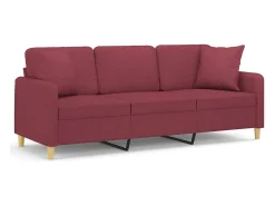 Sofá 3 lug. + almofadas decorativas 180cm tecido vermelho tinto