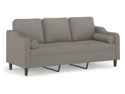 Sofá 3 lug. +almofadas decoração 180cm tecido cinza-acastanhado PT906650