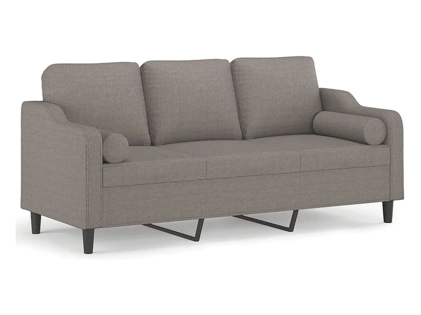 Sofá 3 lug. +almofadas decoração 180cm tecido cinza-acastanhado PT906650