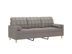 Sofá 3 lug. +almofadas decoração 180cm tecido cinza-acastanhado PT121818