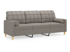 Sofá 3 lug. +almofadas decoração 180cm tecido cinza-acastanhado PT121818