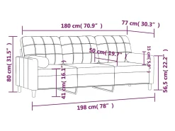 Sofá 3 lug. +almofadas decoração 180cm tecido cinza-acastanhado
