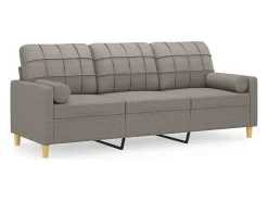 Sofá 3 lug. +almofadas decoração 180cm tecido cinza-acastanhado