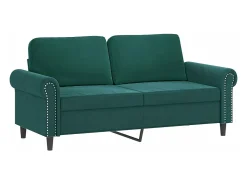 Sofá 2 lug. c/ almofadas decorativas 140cm veludo verde-escuro PT931028
