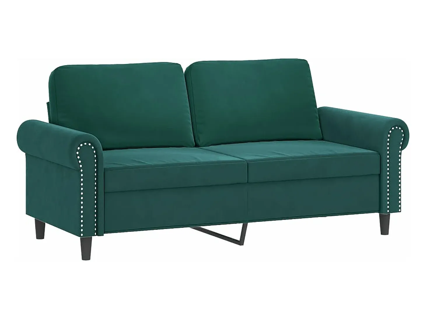 Sofá 2 lug. c/ almofadas decorativas 140cm veludo verde-escuro PT931028
