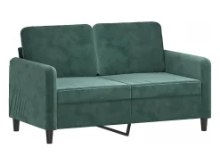 Sofá 2 lug. c/ almofadas decorativas 120 cm veludo verde-escuro PT832485