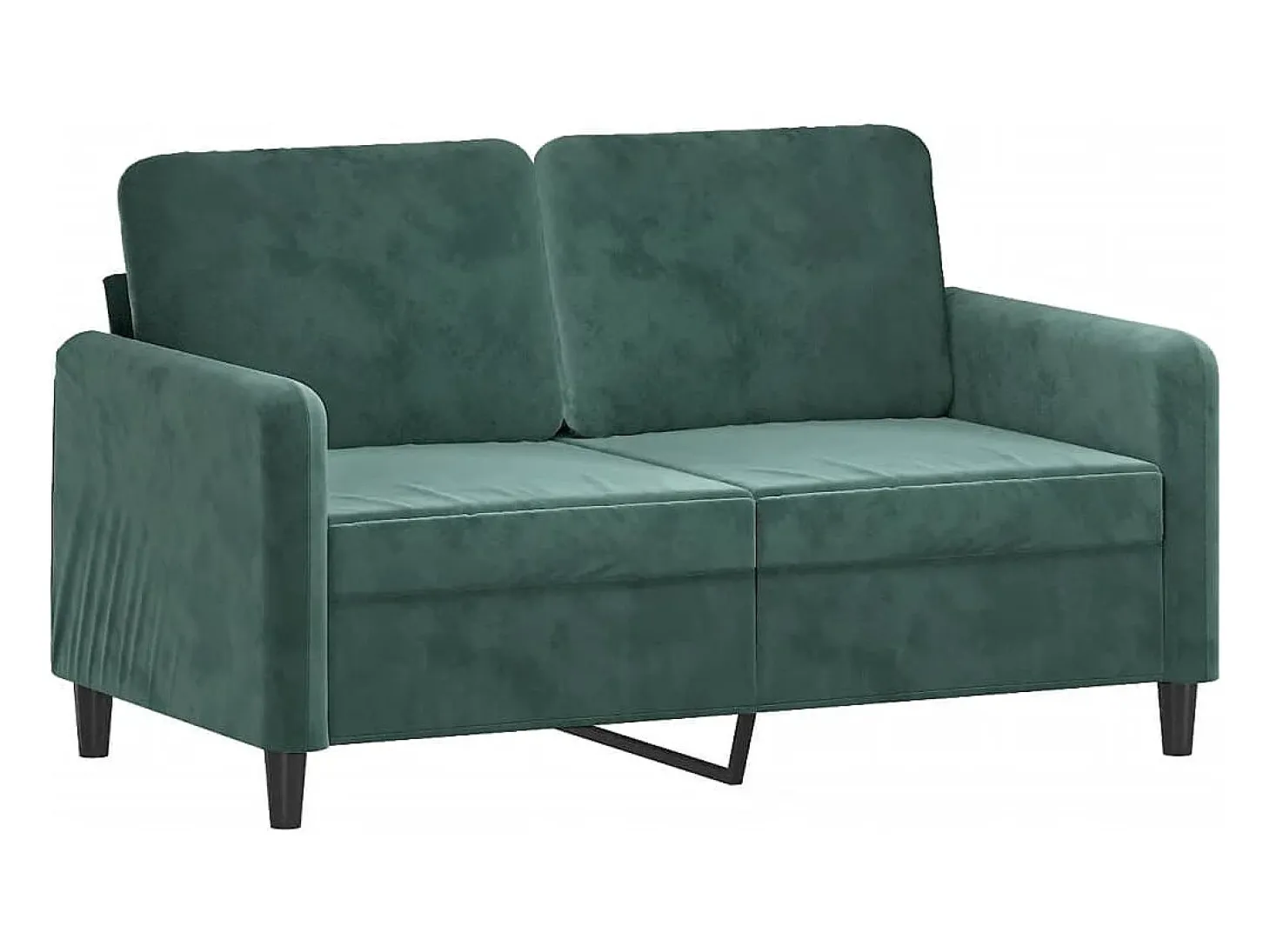 Sofá 2 lug. c/ almofadas decorativas 120 cm veludo verde-escuro PT832485