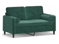 Sofá 2 lug. c/ almofadas decorativas 120 cm veludo verde-escuro PT832485