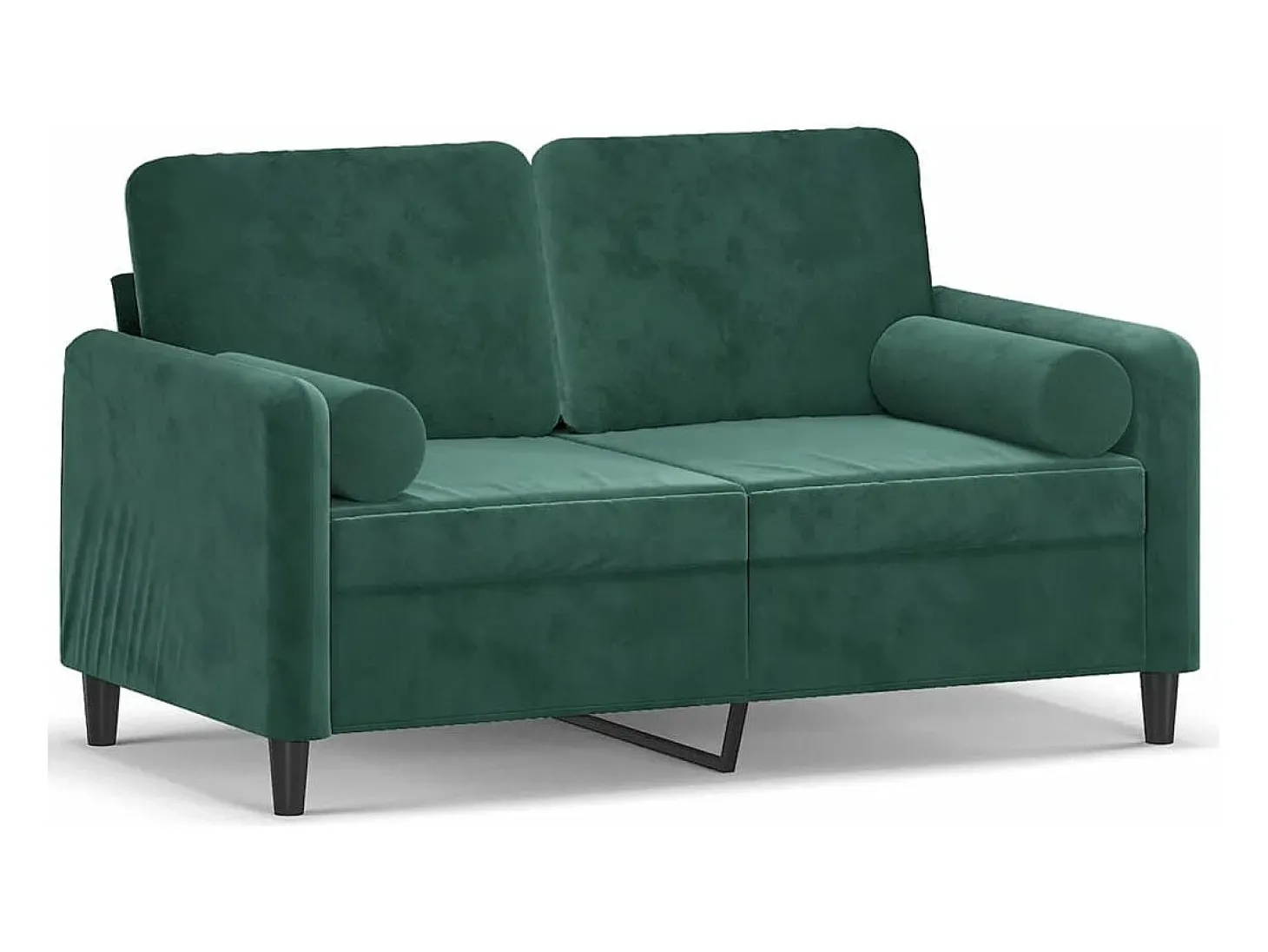 Sofá 2 lug. c/ almofadas decorativas 120 cm veludo verde-escuro PT832485