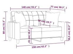 Sofá 2 lugares + almofadas 140 cm couro artificial cappuccino