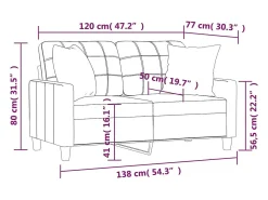 Sofá 2 lugares + almofadas 120 cm couro artificial cappuccino