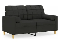 Sofá 2 lugares + almofadas decorativas 120 cm tecido preto