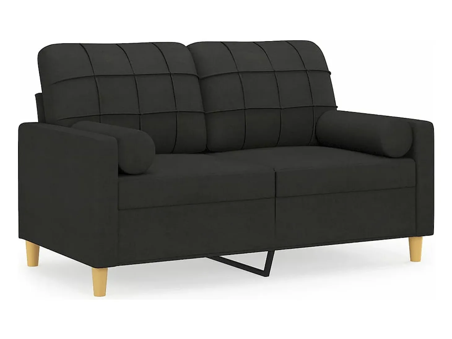 Sofá 2 lugares + almofadas decorativas 120 cm tecido preto