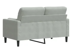 Sofá 2 lugares + almofadas decorativas 120cm veludo cinza-claro