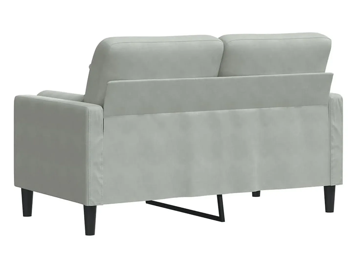 Sofá 2 lugares + almofadas decorativas 120cm veludo cinza-claro