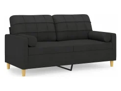 Sofá 2 lugares + almofadas decorativas 140 cm tecido preto
