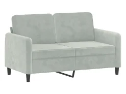 Sofá 2 lugares + almofadas decorativas 120cm veludo cinza-claro PT830399