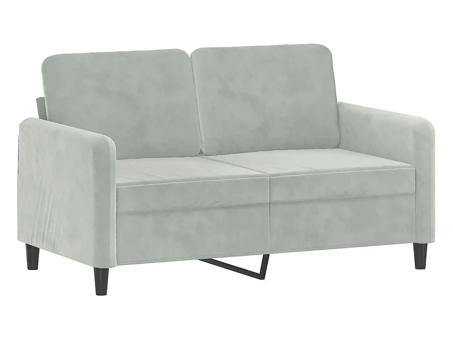 Sofá 2 lugares + almofadas decorativas 120cm veludo cinza-claro PT830399