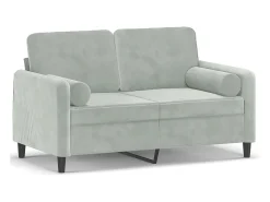 Sofá 2 lugares + almofadas decorativas 120cm veludo cinza-claro PT830399