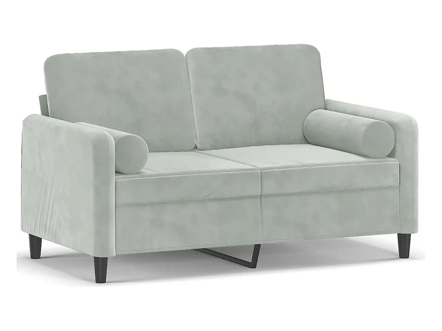 Sofá 2 lugares + almofadas decorativas 120cm veludo cinza-claro PT830399