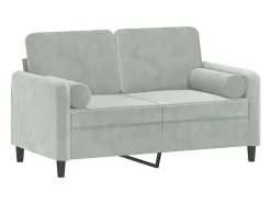 Sofá 2 lugares + almofadas decorativas 120cm veludo cinza-claro PT830399