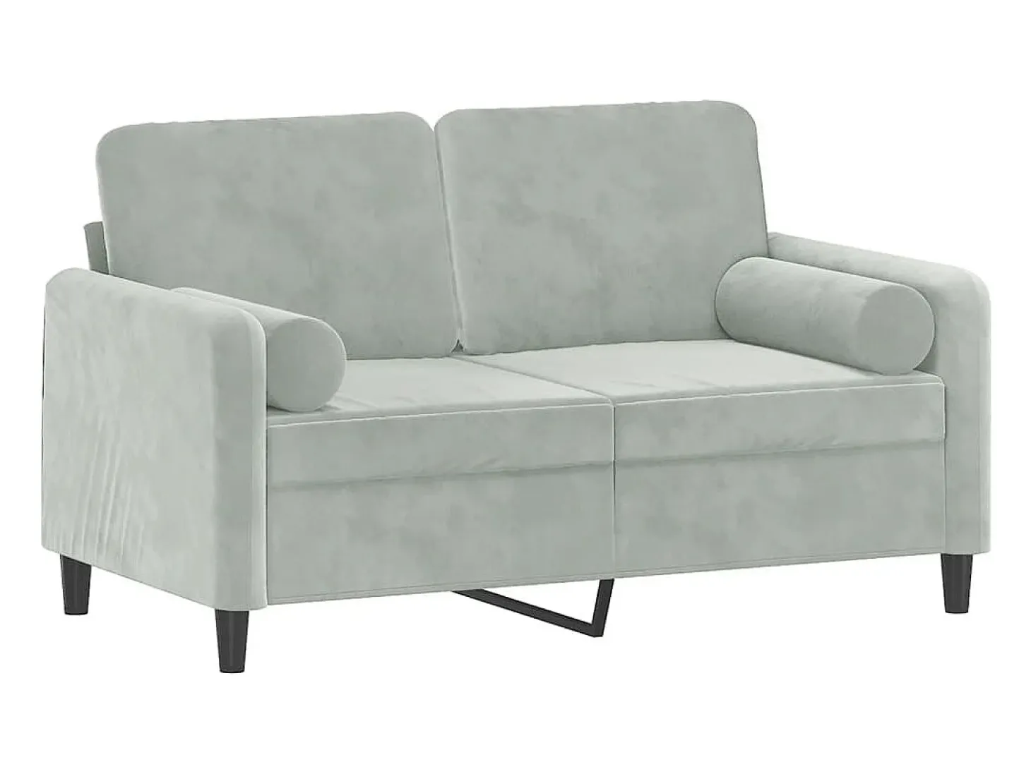Sofá 2 lugares + almofadas decorativas 120cm veludo cinza-claro PT830399
