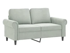 Sofá 2 lugares + almofadas decorativas 120cm veludo cinza-claro PT899279