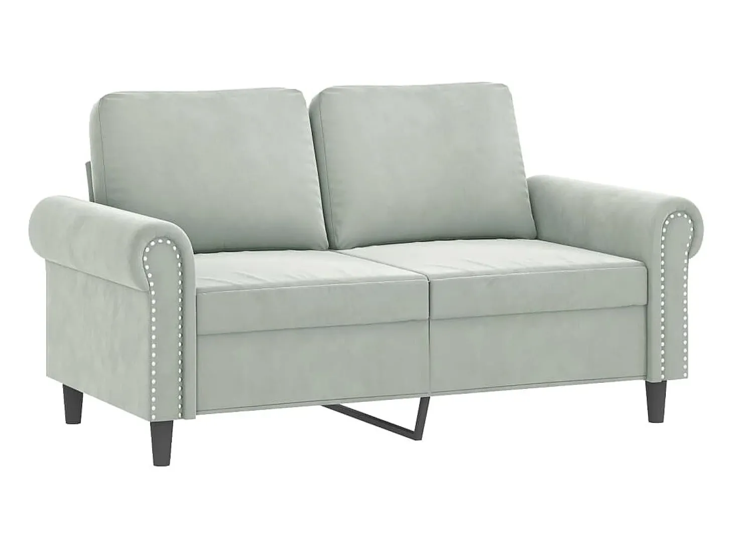 Sofá 2 lugares + almofadas decorativas 120cm veludo cinza-claro PT899279