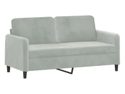 Sofá 2 lugares + almofadas decorativas 140cm veludo cinza-claro PT965093