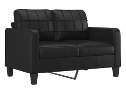 Sofá 2 lugares + almofadas decorativas 120cm couro artif. preto