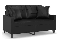 Sofá 2 lugares + almofadas decorativas 120cm couro artif. preto