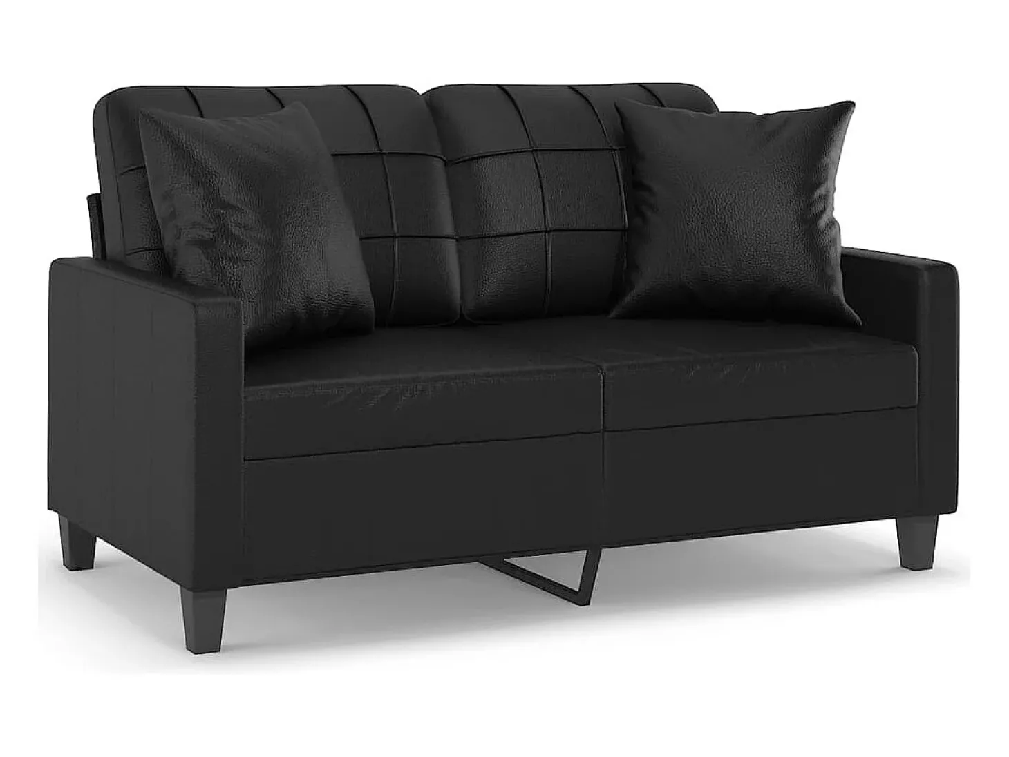 Sofá 2 lugares + almofadas decorativas 120cm couro artif. preto