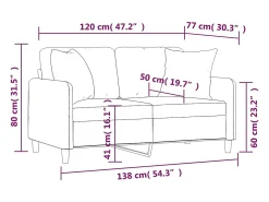Sofá 2 lugares + almofadas decorativas 120 cm tecido preto