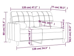 Sofá 2 lugares + almofadas decorativas 120cm tecido cinza-claro