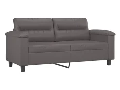 Sofá 2 lugares + almofadas decorativas 140cm couro artif. cinza