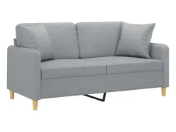 Sofá 2 lugares + almofadas decorativas 140cm tecido cinza-claro PT639593
