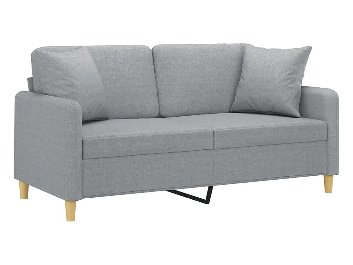 Sofá 2 lugares + almofadas decorativas 140cm tecido cinza-claro PT639593