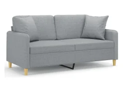 Sofá 2 lugares + almofadas decorativas 140cm tecido cinza-claro PT639593