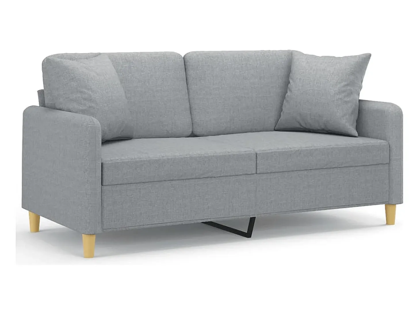 Sofá 2 lugares + almofadas decorativas 140cm tecido cinza-claro PT639593