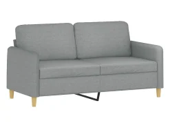 Sofá 2 lugares + almofadas decorativas 140cm tecido cinza-claro PT639593