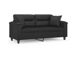 Sofá 2 lugares + almofadas decoração 140 cm couro artif. preto