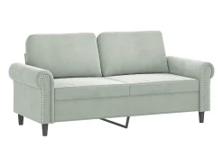 Sofá 2 lugares + almofadas decorativas 140cm veludo cinza-claro PT348731