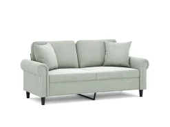 Sofá 2 lugares + almofadas decorativas 140cm veludo cinza-claro PT348731