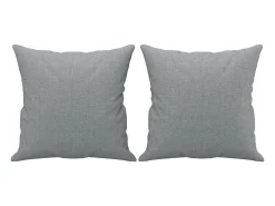 Sofá 3 lugares + almofadas decorativas 180cm tecido cinza-claro