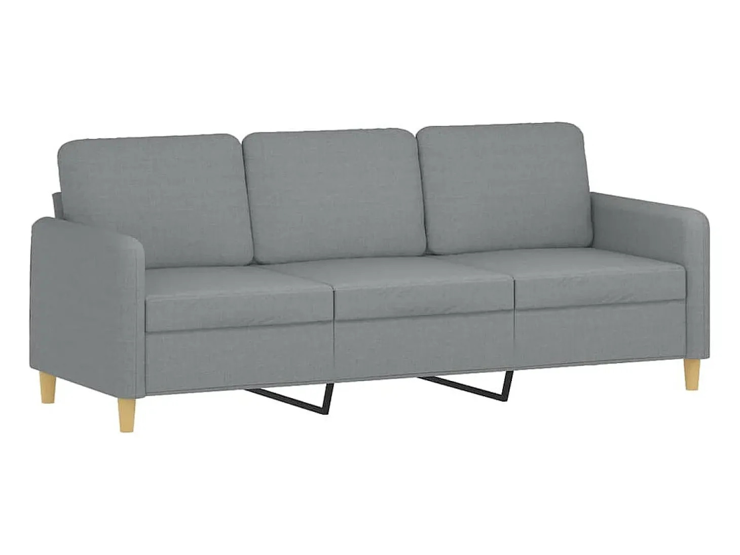 Sofá 3 lugares + almofadas decorativas 180cm tecido cinza-claro