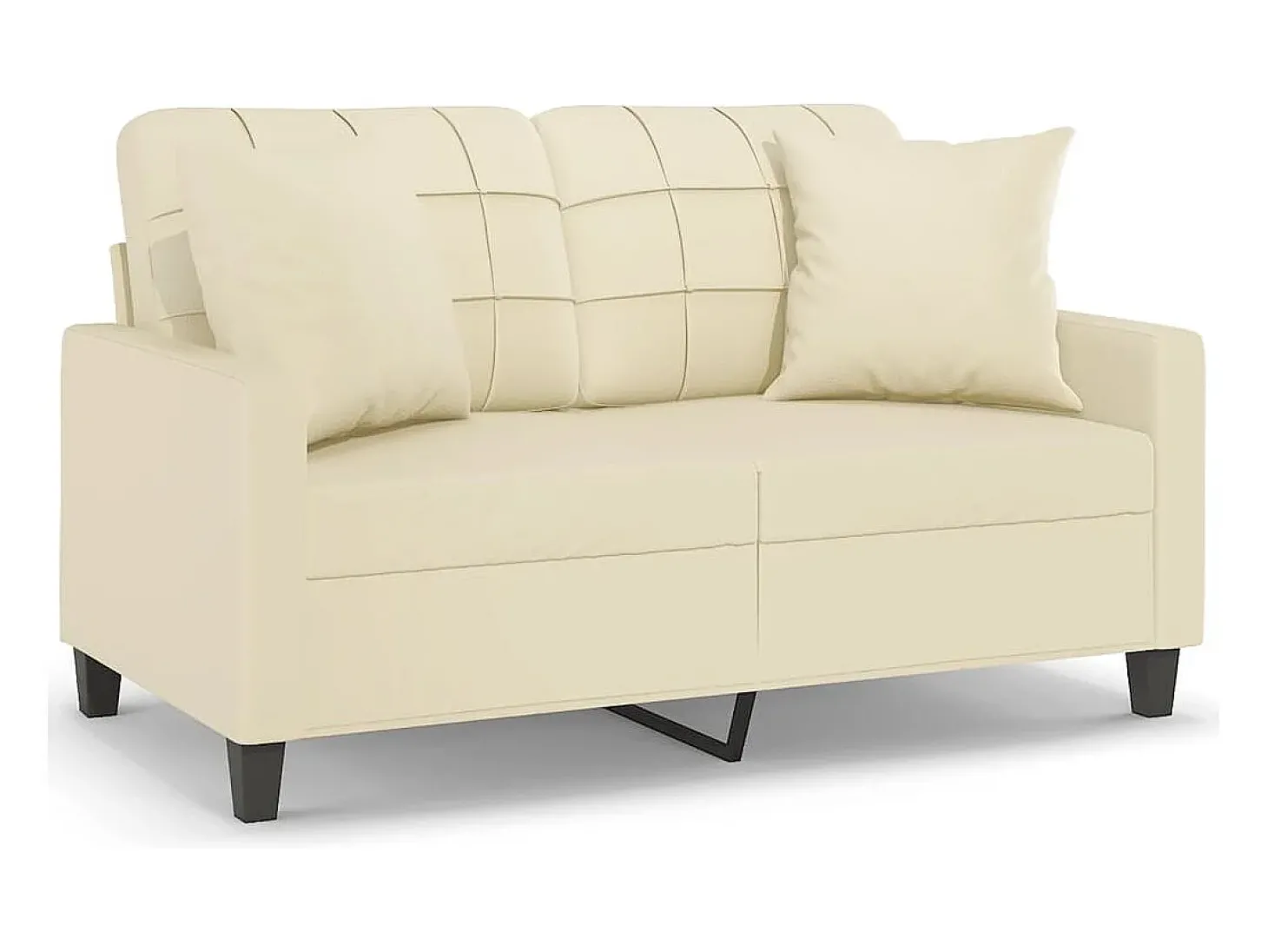 Sofá 2 lugares + almofadas decorativas 120cm couro artif. creme