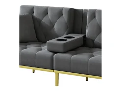 Sofá 2 lugares - com função relax - três posições de inclinação ajustáveis - porta-copos incluído - cinza
