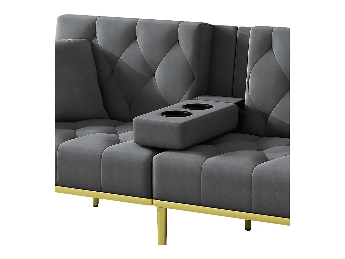 Sofá 2 lugares - com função relax - três posições de inclinação ajustáveis - porta-copos incluído - cinza